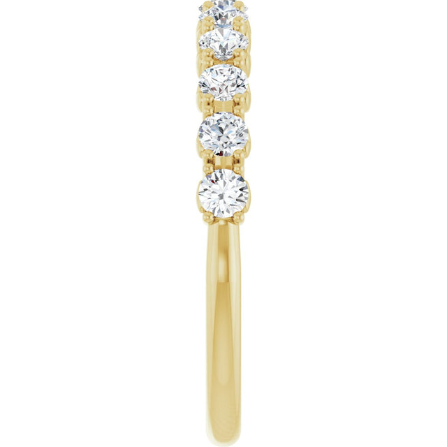 14K Gold Round Lab-Grown Diamond Eleven-Stone U-Prong Hidden Heart Anniversary Band – 1/5–5/8 CTW - Yellow Gold - view 4