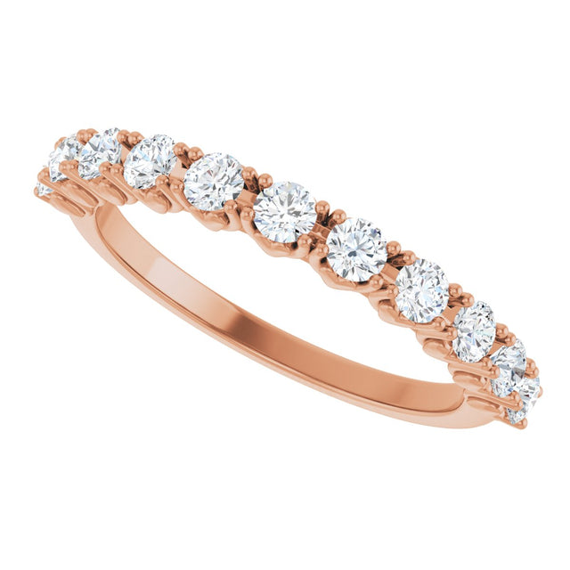14K Gold Round Lab-Grown Diamond Eleven-Stone U-Prong Hidden Heart Anniversary Band – 1/5–5/8 CTW - Rose Gold - view 5