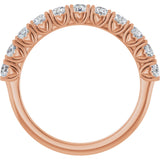 14K Gold Round Natural Diamond Eleven-Stone U-Prong Hidden Heart Anniversary Band – .04–1/3 CTW - Rose Gold - view 2