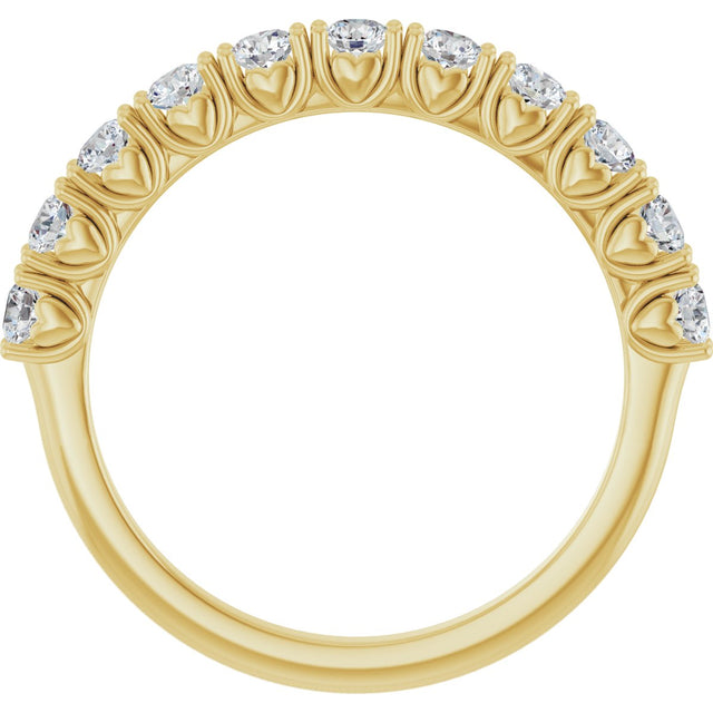 14K Gold Round Lab-Grown Diamond Eleven-Stone U-Prong Hidden Heart Anniversary Band – 1/5–5/8 CTW - Yellow Gold - view 2