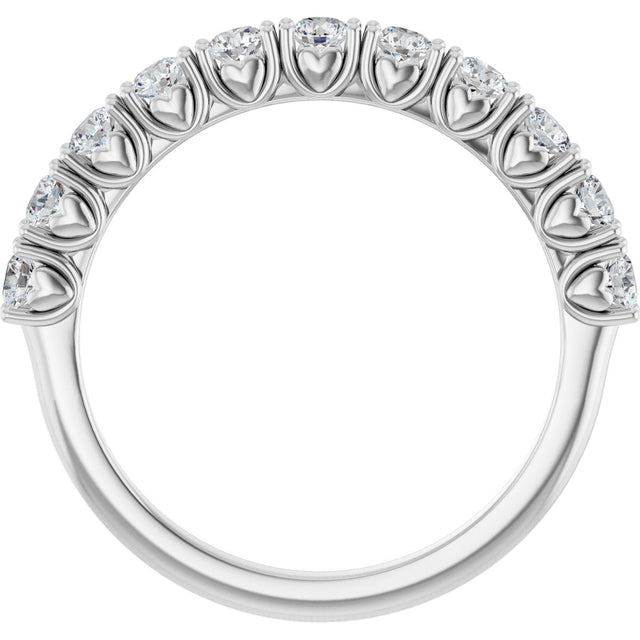 Platinum Round Natural Diamond Eleven-Stone U-Prong Hidden Heart Anniversary Band – .04–1/3 CTW - view 2