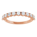 14K Gold Round Natural Diamond Eleven-Stone U-Prong Hidden Heart Anniversary Band – .04–1/3 CTW - Rose Gold - view 3