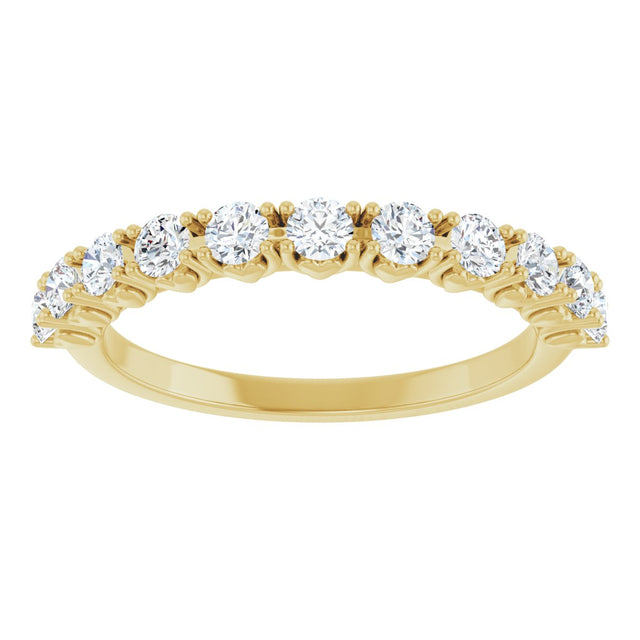 14K Gold Round Lab-Grown Diamond Eleven-Stone U-Prong Hidden Heart Anniversary Band – 1/5–5/8 CTW - Yellow Gold - view 3