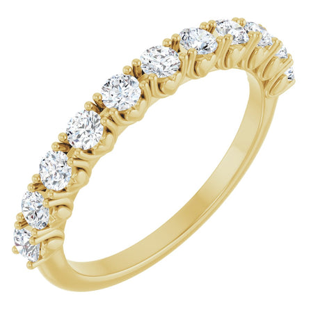 14K Gold Round Lab-Grown Diamond Eleven-Stone U-Prong Hidden Heart Anniversary Band – 1/5–5/8 CTW - Yellow Gold