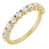 14K Gold Round Natural Diamond Eleven-Stone U-Prong Hidden Heart Anniversary Band – .04–1/3 CTW - Yellow Gold