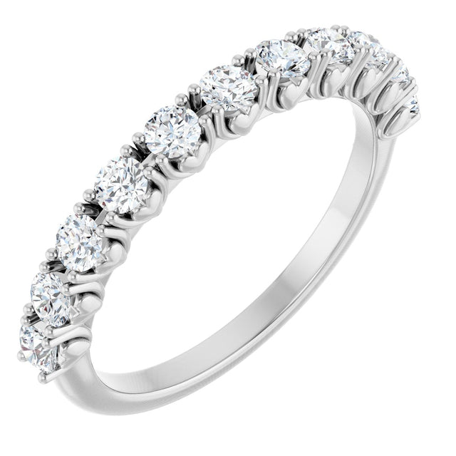 14K Gold Round Lab-Grown Diamond Eleven-Stone U-Prong Hidden Heart Anniversary Band – 1/5–5/8 CTW - White Gold