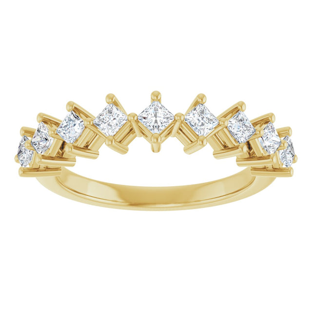 10K Gold Square Natural Diamond Nine-Stone Anniversary Band – 1/8–3/4 CTW - Yellow Gold - view 3