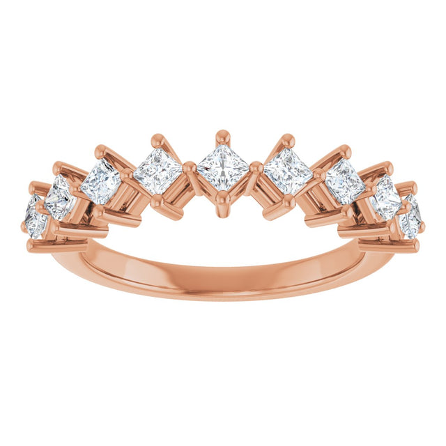 10K Gold Square Natural Diamond Nine-Stone Anniversary Band – 1/8–3/4 CTW - Rose Gold - view 3