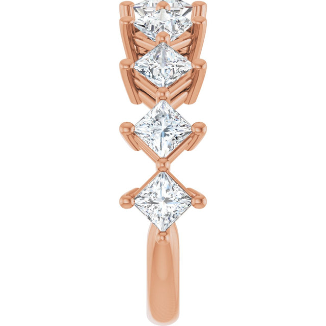 10K Gold Square Natural Diamond Nine-Stone Anniversary Band – 1 1/6–2 1/4 CTW - Rose Gold - view 4