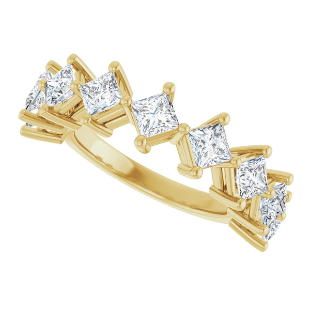 10K Gold Square Natural Diamond Nine-Stone Anniversary Band – 1 1/6–2 1/4 CTW - Yellow Gold - view 5