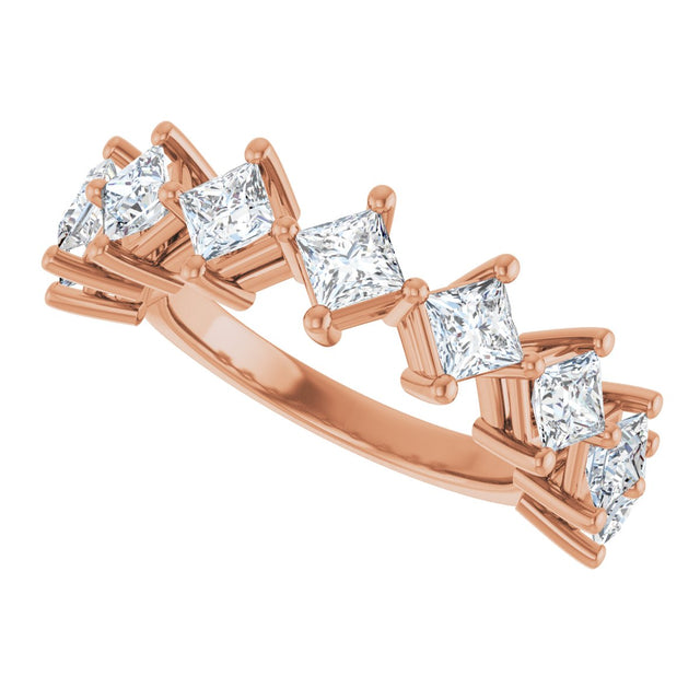 10K Gold Square Lab-Grown Diamond Nine-Stone Anniversary Band – 9/10–2 5/8 CTW - Rose Gold - view 5