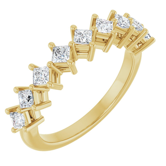 10K Gold Square Natural Diamond Nine-Stone Anniversary Band – 1/8–3/4 CTW - Yellow Gold