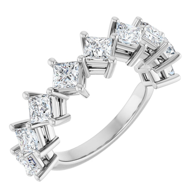 10K Gold Square Natural Diamond Nine-Stone Anniversary Band – 1 1/6–2 1/4 CTW - White Gold