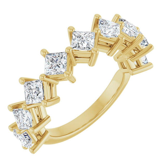 10K Gold Square Lab-Grown Diamond Nine-Stone Anniversary Band – 9/10–2 5/8 CTW - Yellow Gold