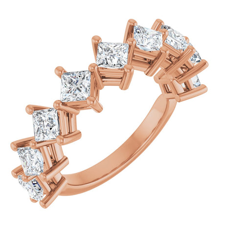 10K Gold Square Natural Diamond Nine-Stone Anniversary Band – 1 1/6–2 1/4 CTW - Rose Gold