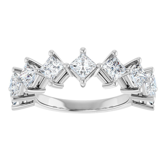 10K Gold Square Natural Diamond Nine-Stone Anniversary Band – 1 1/6–2 1/4 CTW - White Gold - view 3