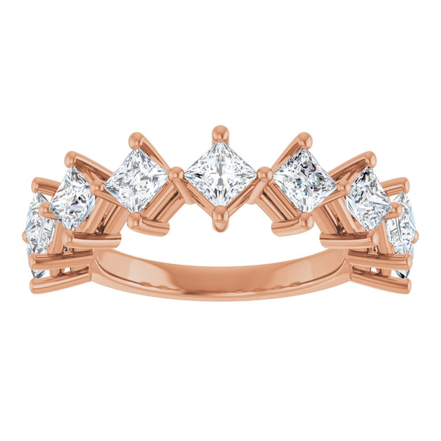 10K Gold Square Natural Diamond Nine-Stone Anniversary Band – 1 1/6–2 1/4 CTW - Rose Gold - view 3