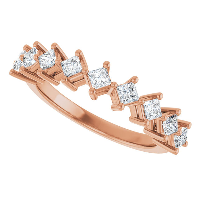 10K Gold Square Lab-Grown Diamond Nine-Stone Anniversary Band – 1/8–3/4 CTW - Rose Gold - view 5