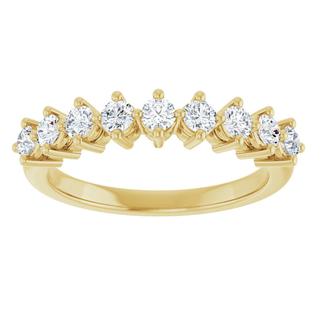 14K Gold Round Lab-Grown Diamond Nine-Stone Anniversary Band – 1/4–3/4 CTW - Yellow Gold - view 3