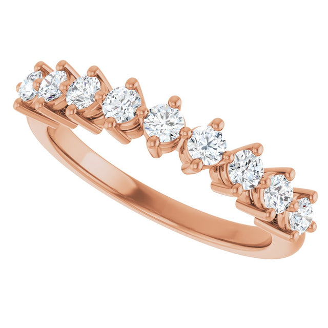 14K Gold Round Lab-Grown Diamond Nine-Stone Anniversary Band – 1/4–3/4 CTW - Rose Gold - view 5