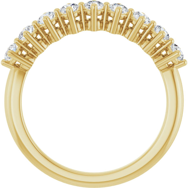 14K Gold Round Lab-Grown Diamond Nine-Stone Anniversary Band – 1/4–3/4 CTW - Yellow Gold - view 2