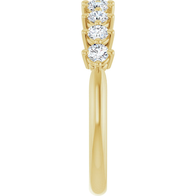 14K Gold Round Natural Diamond Nine-Stone Anniversary Band – 1/4–1/2 CTW - Yellow Gold - view 4