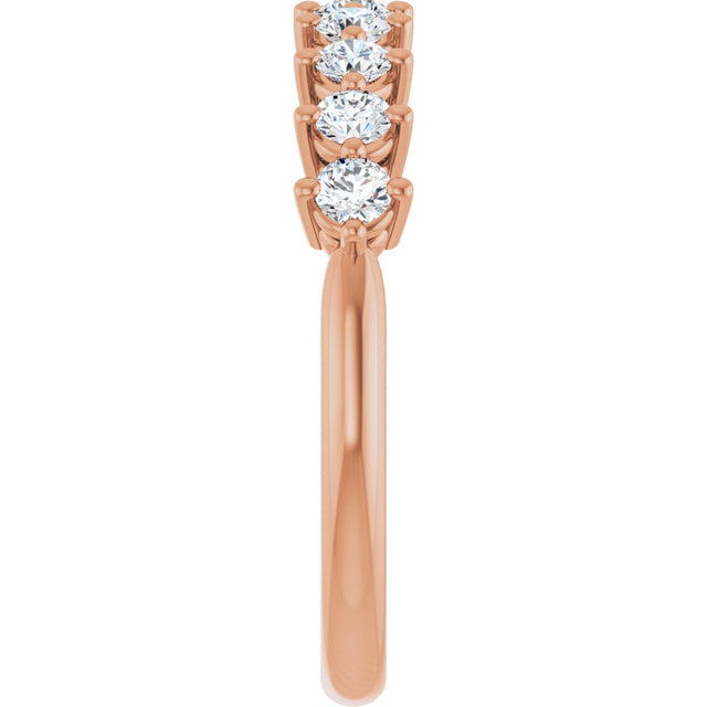 14K Gold Round Lab-Grown Diamond Nine-Stone Anniversary Band – 1/4–3/4 CTW - Rose Gold - view 4