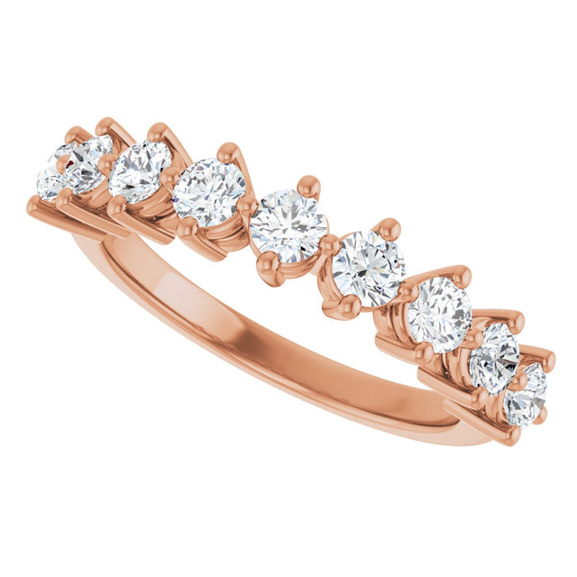 14K Gold Round Lab-Grown Diamond Nine-Stone Anniversary Band – 1/4–3/4 CTW - Rose Gold - view 5