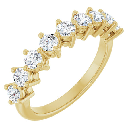 14K Gold Round Lab-Grown Diamond Nine-Stone Anniversary Band – 1/4–3/4 CTW - Yellow Gold