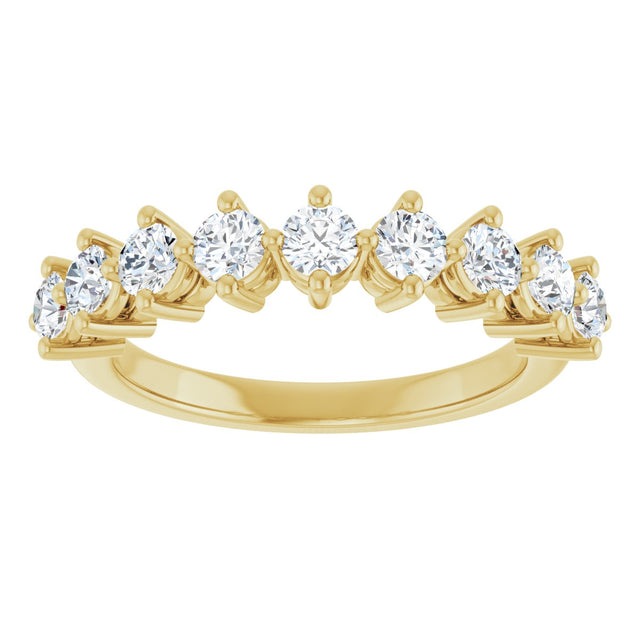 14K Gold Round Lab-Grown Diamond Nine-Stone Anniversary Band – 1/4–3/4 CTW - Yellow Gold - view 3