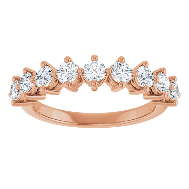 14K Gold Round Lab-Grown Diamond Nine-Stone Anniversary Band – 1/4–3/4 CTW - Rose Gold - view 3