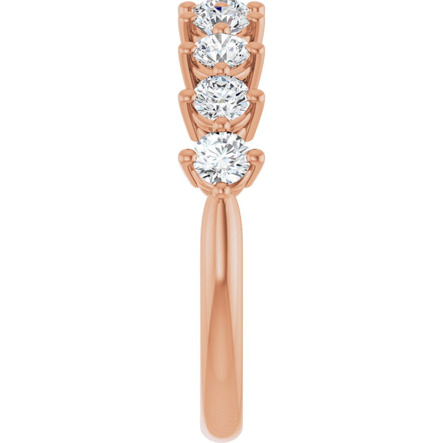 14K Gold Round Lab-Grown Diamond Nine-Stone Anniversary Band – 1/4–3/4 CTW - Rose Gold - view 4