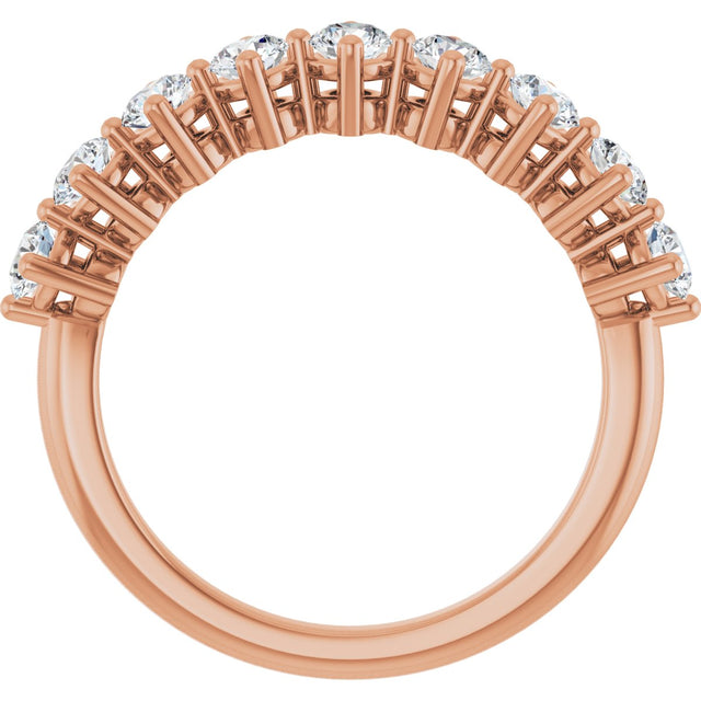 14K Gold Round Lab-Grown Diamond Nine-Stone Anniversary Band – 1/4–3/4 CTW - Rose Gold - view 2