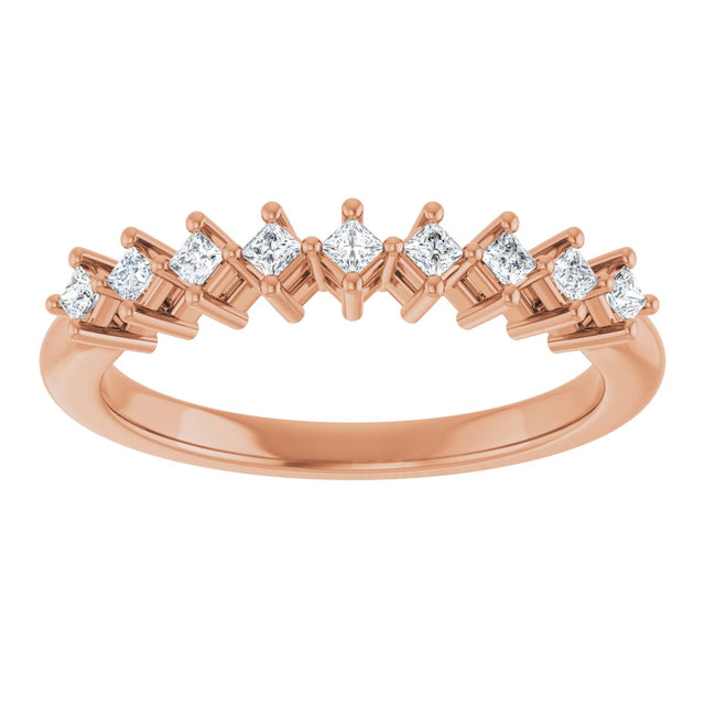 10K Gold Square Lab-Grown Diamond Nine-Stone Anniversary Band – 1/8–3/4 CTW - Rose Gold - view 3