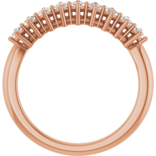 10K Gold Square Natural Diamond Nine-Stone Anniversary Band – 1/8–3/4 CTW - Rose Gold - view 2