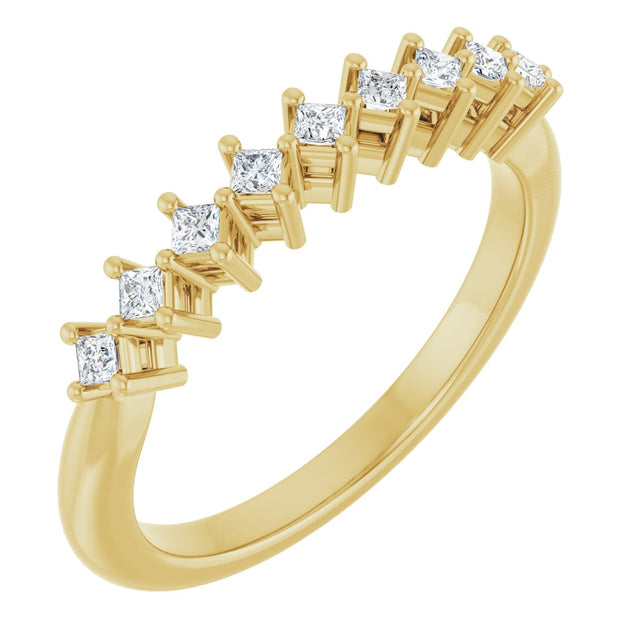 10K Gold Square Lab-Grown Diamond Nine-Stone Anniversary Band – 1/8–3/4 CTW - Yellow Gold
