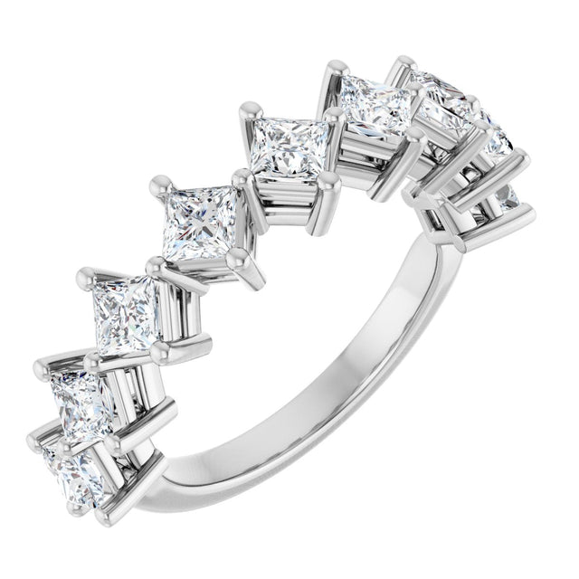 10K Gold Square Lab-Grown Diamond Nine-Stone Anniversary Band – 9/10–2 5/8 CTW - White Gold