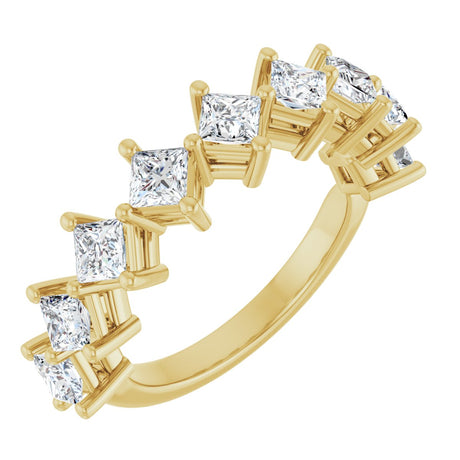10K Gold Square Natural Diamond Nine-Stone Anniversary Band – 1 1/6–2 1/4 CTW - Yellow Gold