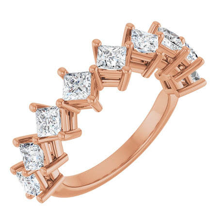 10K Gold Square Natural Diamond Nine-Stone Anniversary Band – 1 1/6–2 1/4 CTW - Rose Gold