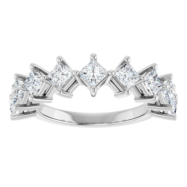 10K Gold Square Natural Diamond Nine-Stone Anniversary Band – 1 1/6–2 1/4 CTW - White Gold - view 3