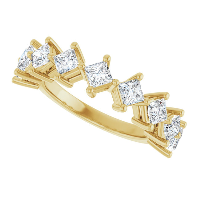 10K Gold Square Natural Diamond Nine-Stone Anniversary Band – 1 1/6–2 1/4 CTW - Yellow Gold - view 5