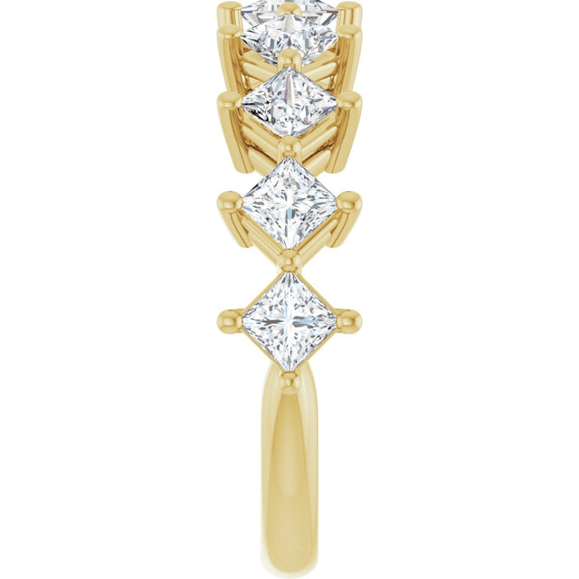 10K Gold Square Natural Diamond Nine-Stone Anniversary Band – 1 1/6–2 1/4 CTW - Yellow Gold - view 4
