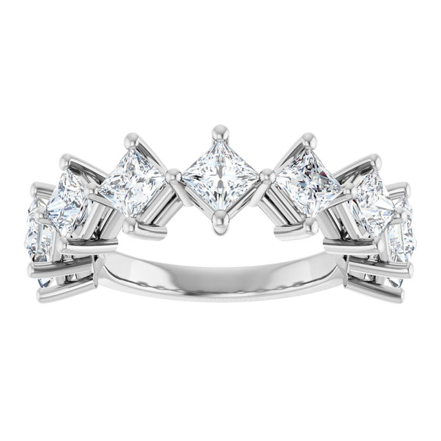 10K Gold Square Natural Diamond Nine-Stone Anniversary Band – 1 1/6–2 1/4 CTW - White Gold - view 3