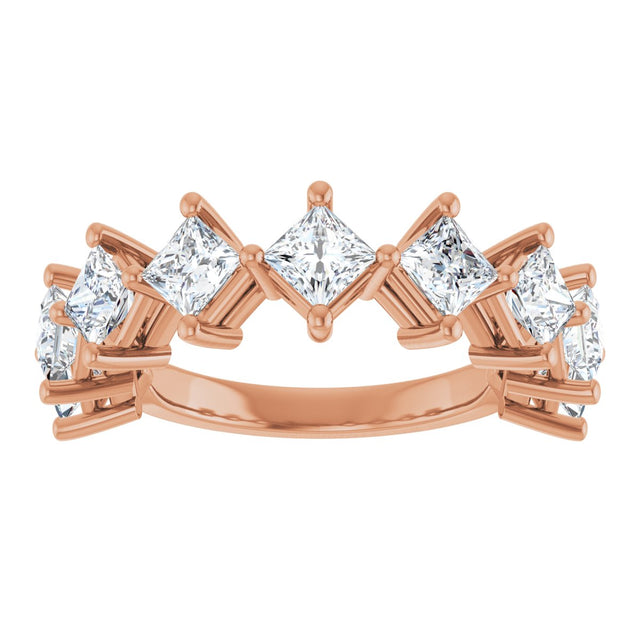 10K Gold Square Natural Diamond Nine-Stone Anniversary Band – 1 1/6–2 1/4 CTW - Rose Gold - view 3