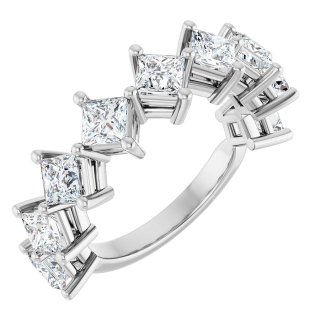 10K Gold Square Lab-Grown Diamond Nine-Stone Anniversary Band – 9/10–2 5/8 CTW - White Gold