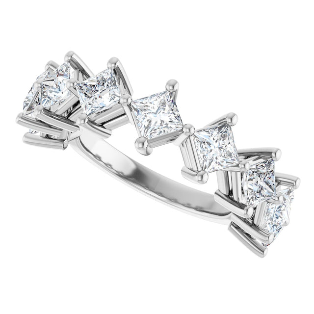 10K Gold Square Natural Diamond Nine-Stone Anniversary Band – 1 1/6–2 1/4 CTW - White Gold - view 5
