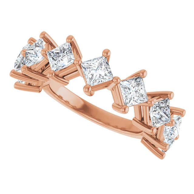 10K Gold Square Natural Diamond Nine-Stone Anniversary Band – 1 1/6–2 1/4 CTW - Rose Gold - view 5