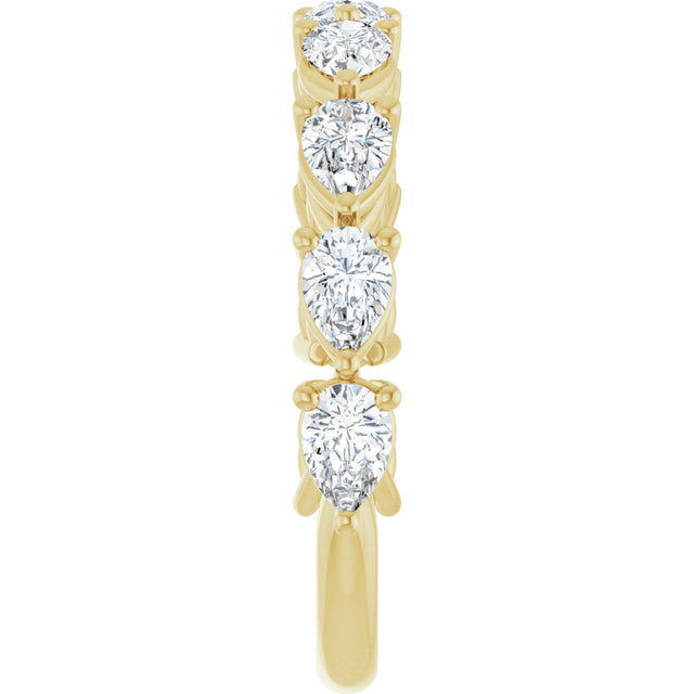 14K Gold Pear Lab-Grown Diamond Nine-Stone Anniversary Band – 1 1/4–1 3/8 CTW - Yellow Gold - view 4
