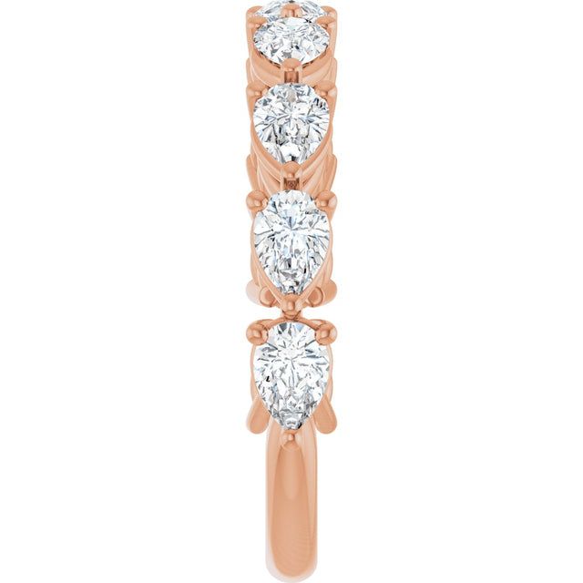 14K Gold Pear Natural Diamond Nine-Stone Anniversary Band – 1 1/4–1 3/8 CTW - Rose Gold - view 4