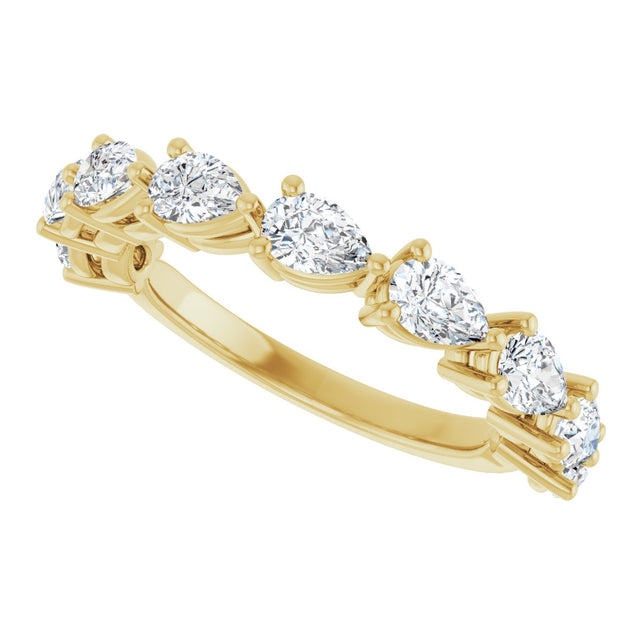 14K Gold Pear Lab-Grown Diamond Nine-Stone Anniversary Band – 1 1/4–1 3/8 CTW - Yellow Gold - view 5